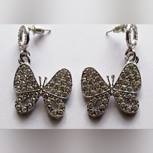 Sparkling Silver Butterfly Earrings
